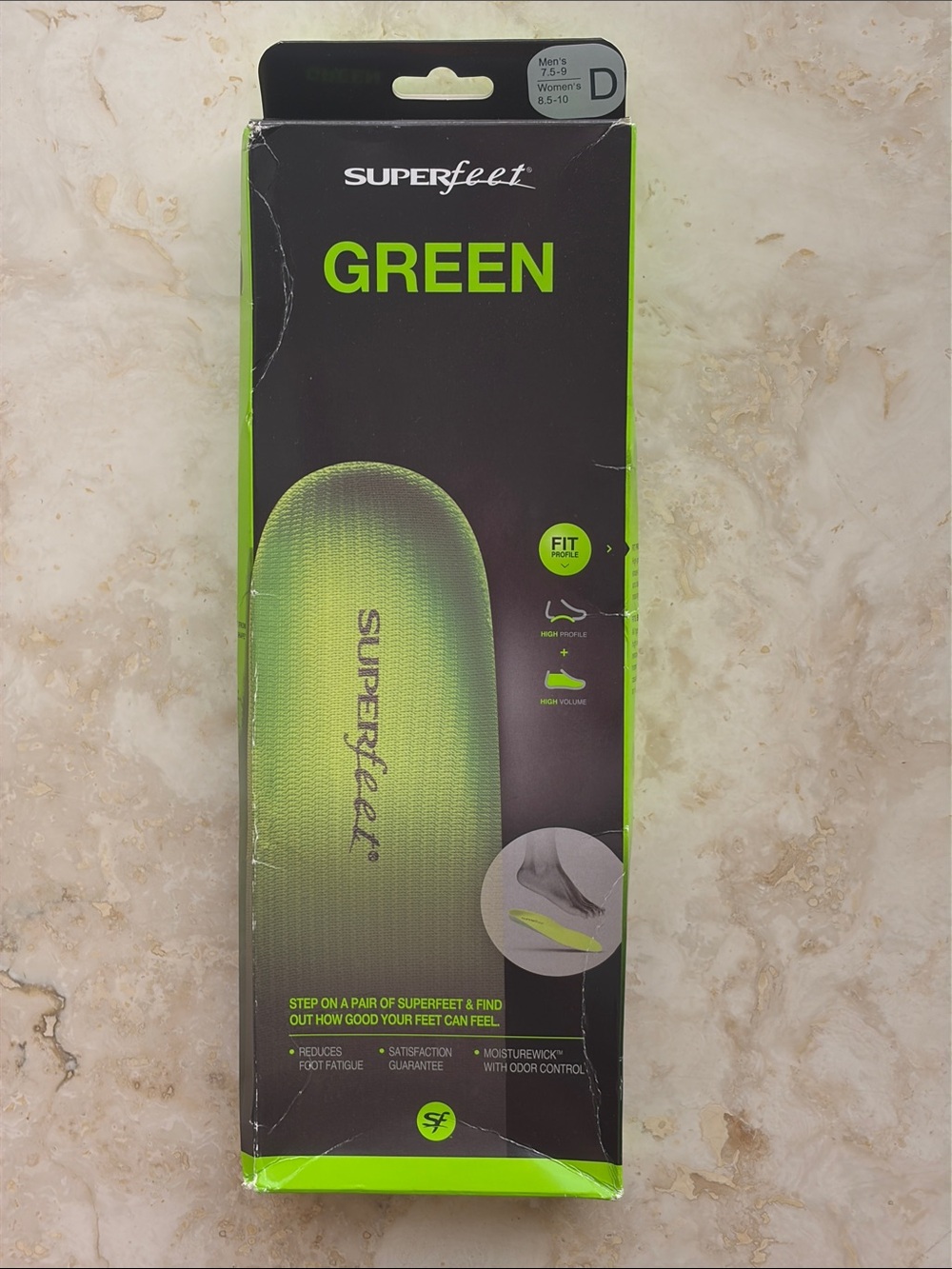 Superfeet GREEN Insoles - Professional Grade   Orthotic Insert Size D NEW